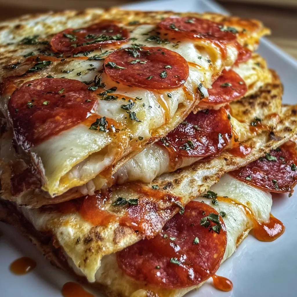 Ultimate Crispy Pepperoni Pizza Quesadillas with Melted Cheese and Italian Herbs